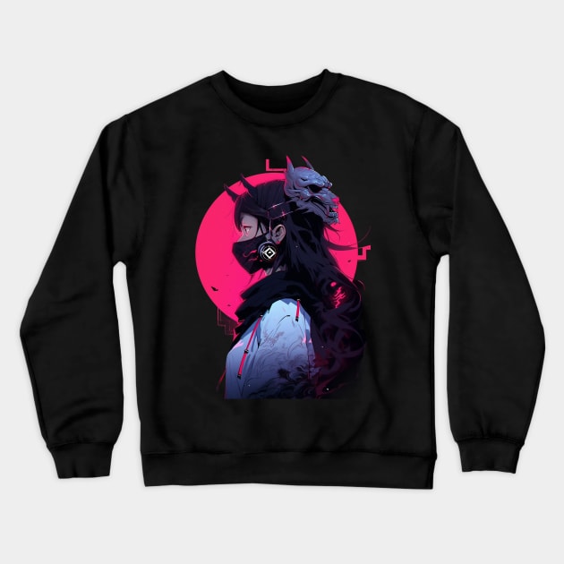 Ninja Girl Shinjuku Crewneck Sweatshirt by MikeyMeta